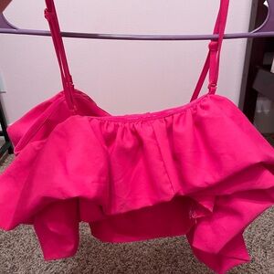 Haute off shoulder ruffle top